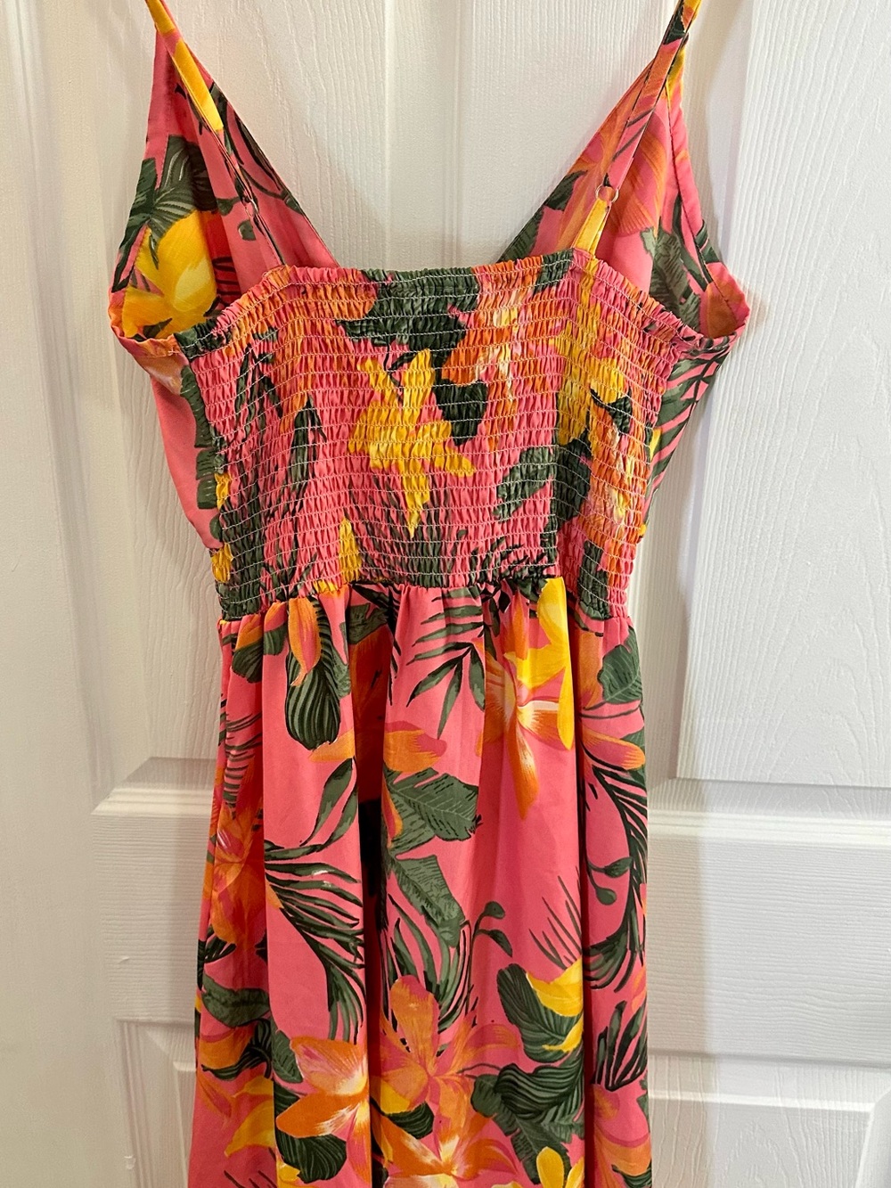 Women’s Pink Tropical Floral Maxi Dress - Picture 3 of 4